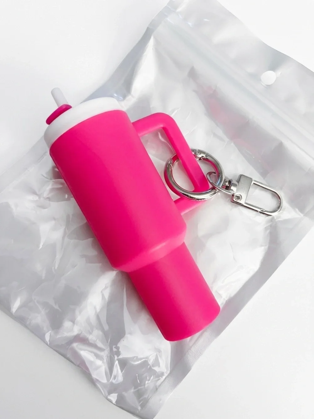 Pink Novelty Tumbler Keychain - Mini Cup Party Accessory key chain, NEW